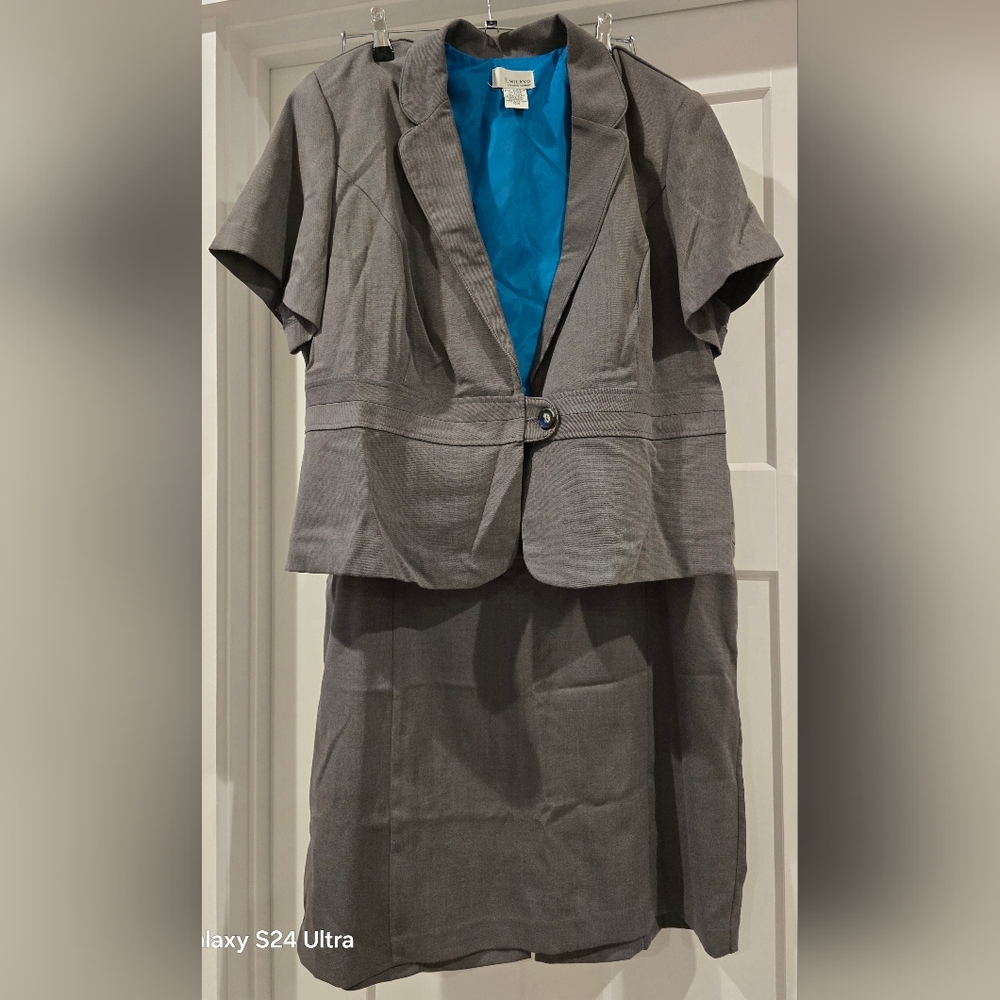 Gray Women's Suit with Blue Lining